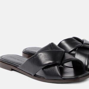 Salvatore Ferragamo Alrai Origami Knot Slides In Nappa Leather In Nero